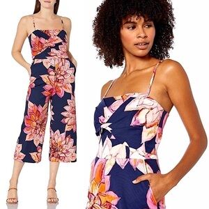 TRINA TURK Floral Sleeveless‎ Square Neck Twist Bodice Crop Wide Leg Jumpsuit 2